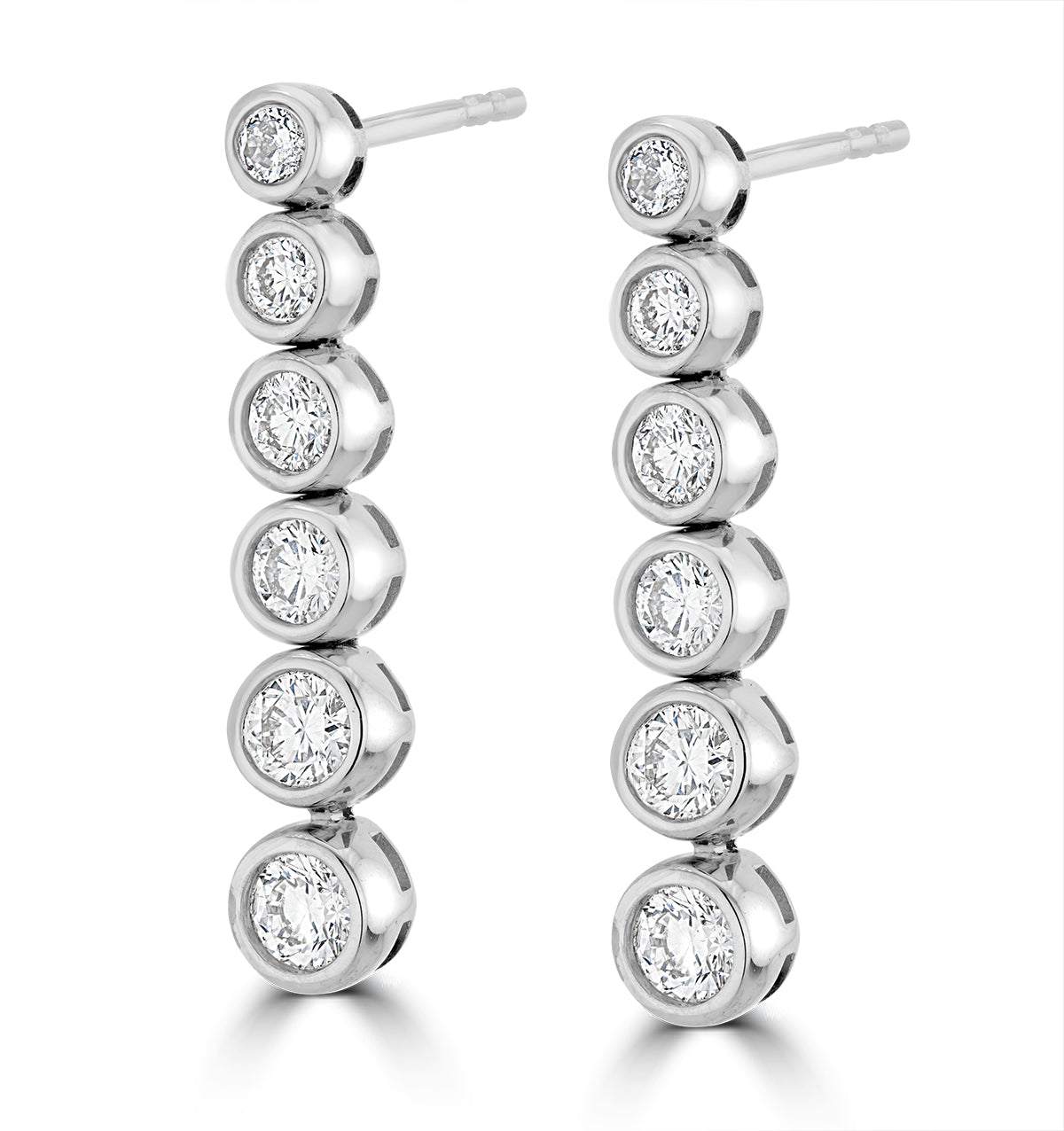 1ct Lab Diamond Life Journey Rub Over Drop Earrings in 9K White Gold