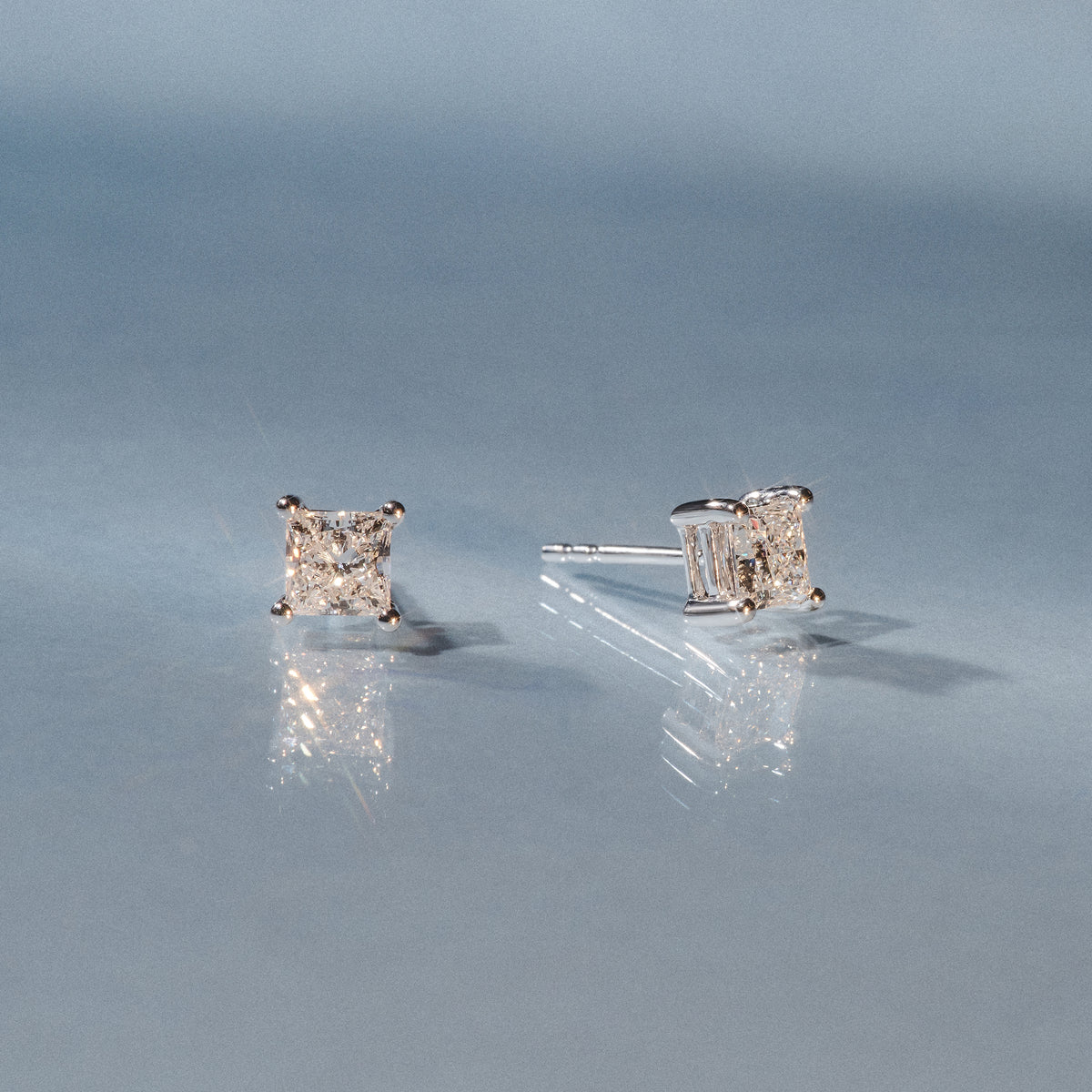 Princess Cut Lab Diamond Stud Earrings 0.50ct in 9K White Gold