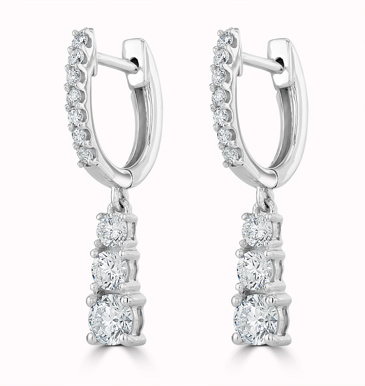 Lab Diamonds Drop Earrings 1ct Set in 9K White Gold