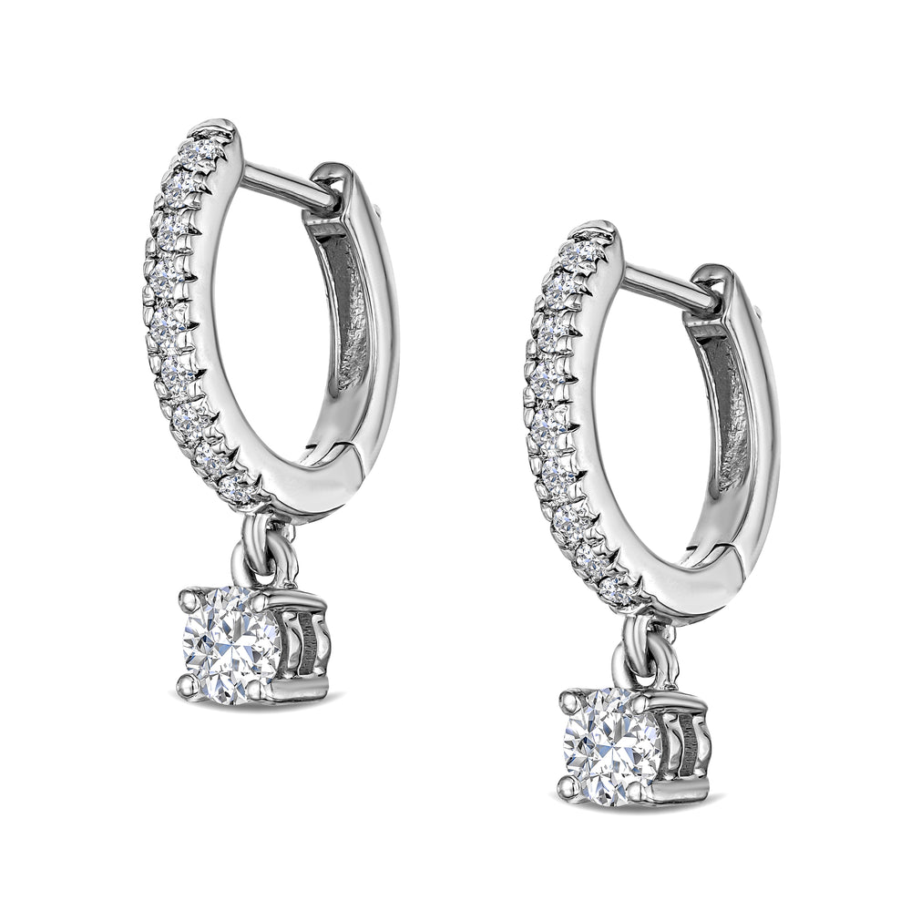 Stellato Huggie Drop Lab Diamond Earrings 0.50ct in 925 Sterling Silver