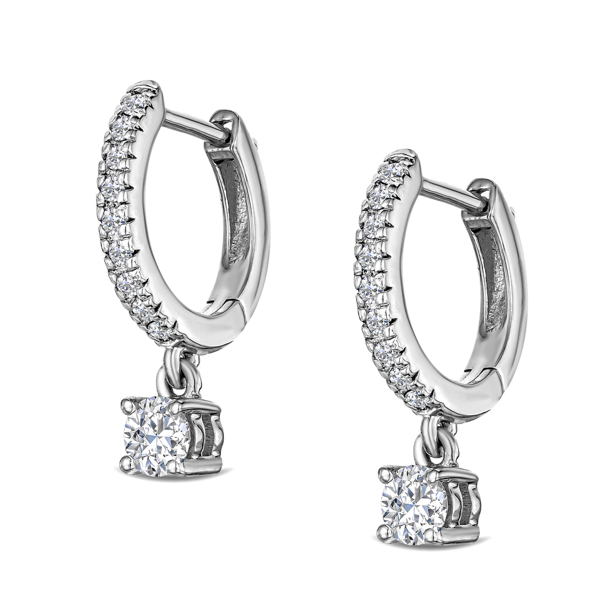 Stellato Huggie Drop Lab Diamond Earrings 0.50ct in 925 Sterling Silver