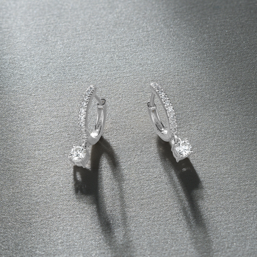 Stellato Huggie Drop Lab Diamond Earrings 0.50ct in 925 Sterling Silver