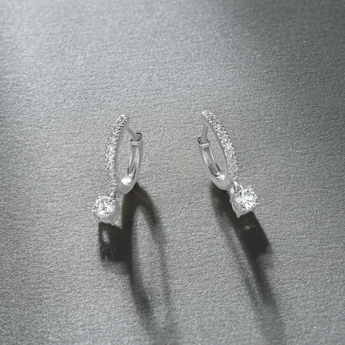 Stellato Huggie Drop Lab Diamond Earrings 0.50ct in 925 Sterling Silver