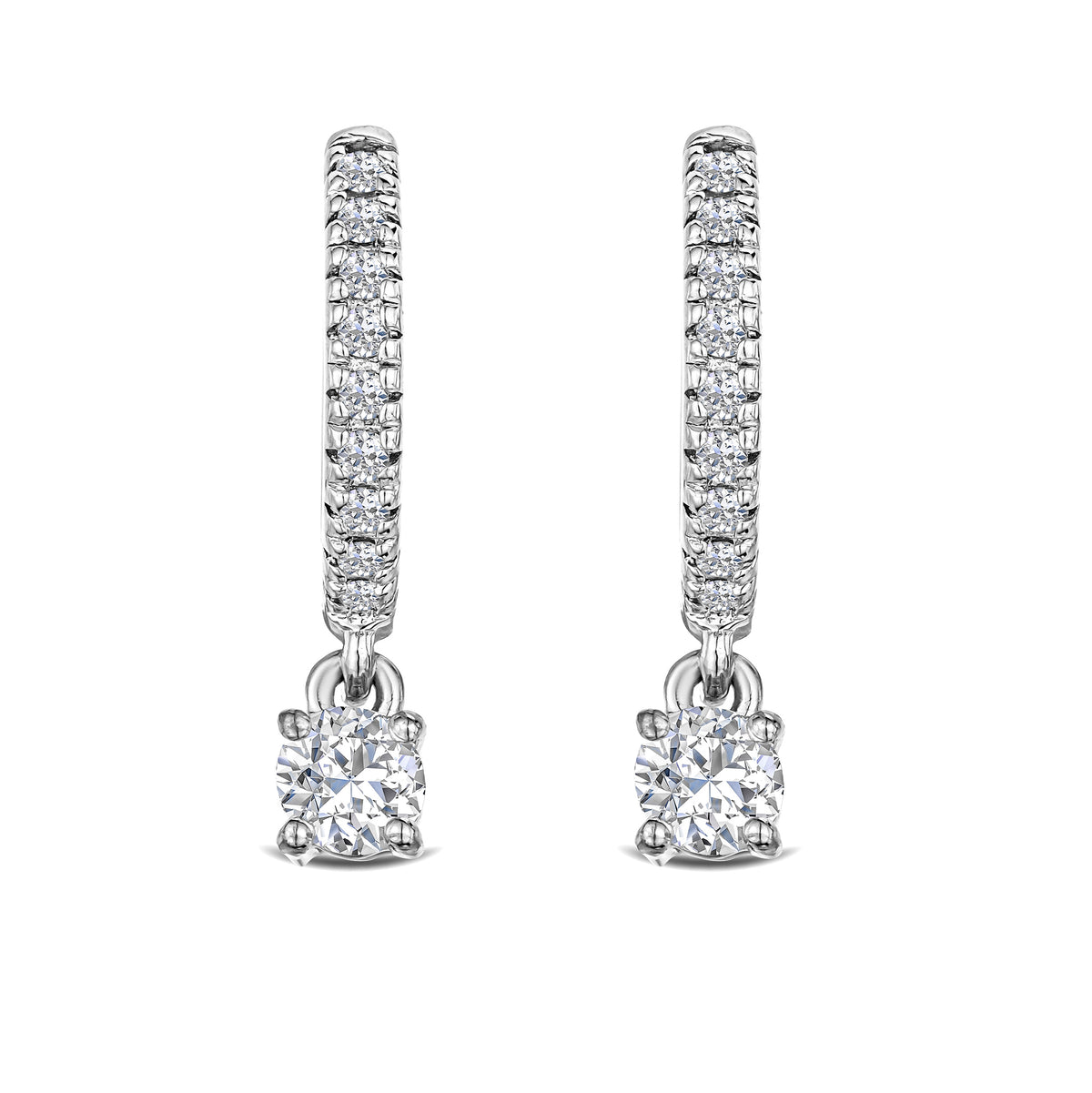 Stellato Huggie Drop Lab Diamond Earrings 0.50ct in 925 Sterling Silver