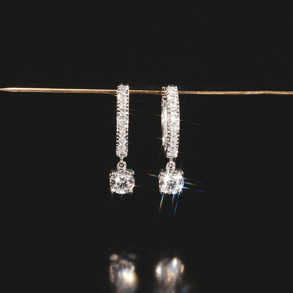 Stellato Huggie Drop Lab Diamond Earrings 0.50ct in 925 Sterling Silver