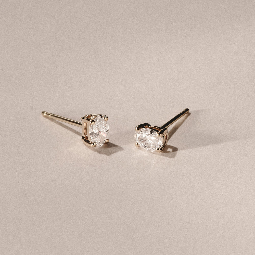 Naomi Oval Cut Lab Diamond Stud Earrings 0.50ct H/SI in 9K Gold