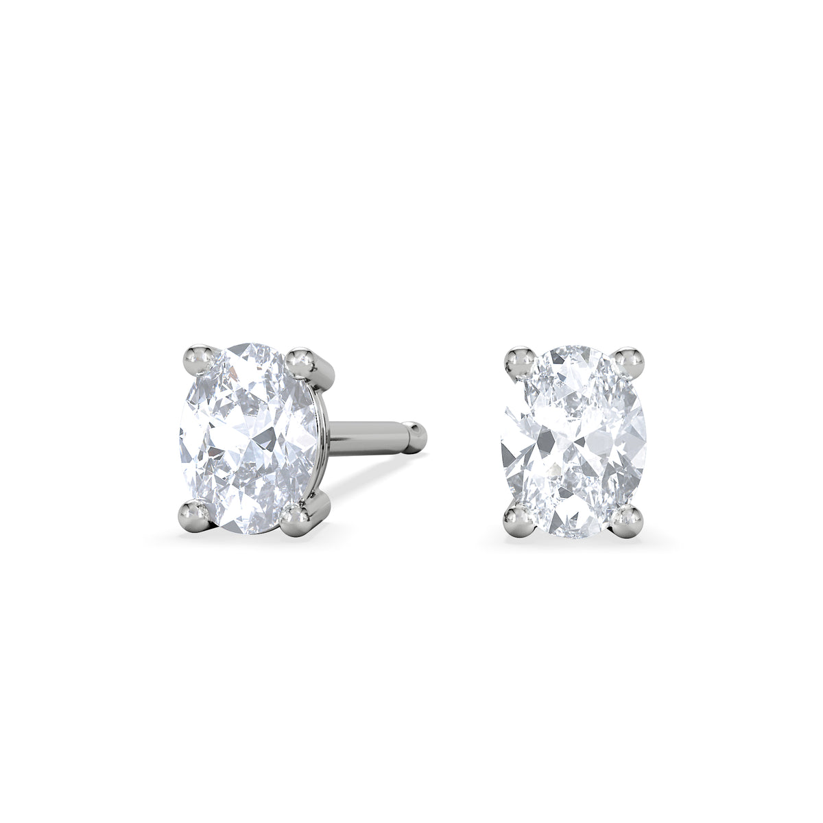 Naomi Oval Cut Lab Diamond Stud Earrings 0.50ct H/SI in 9K White Gold