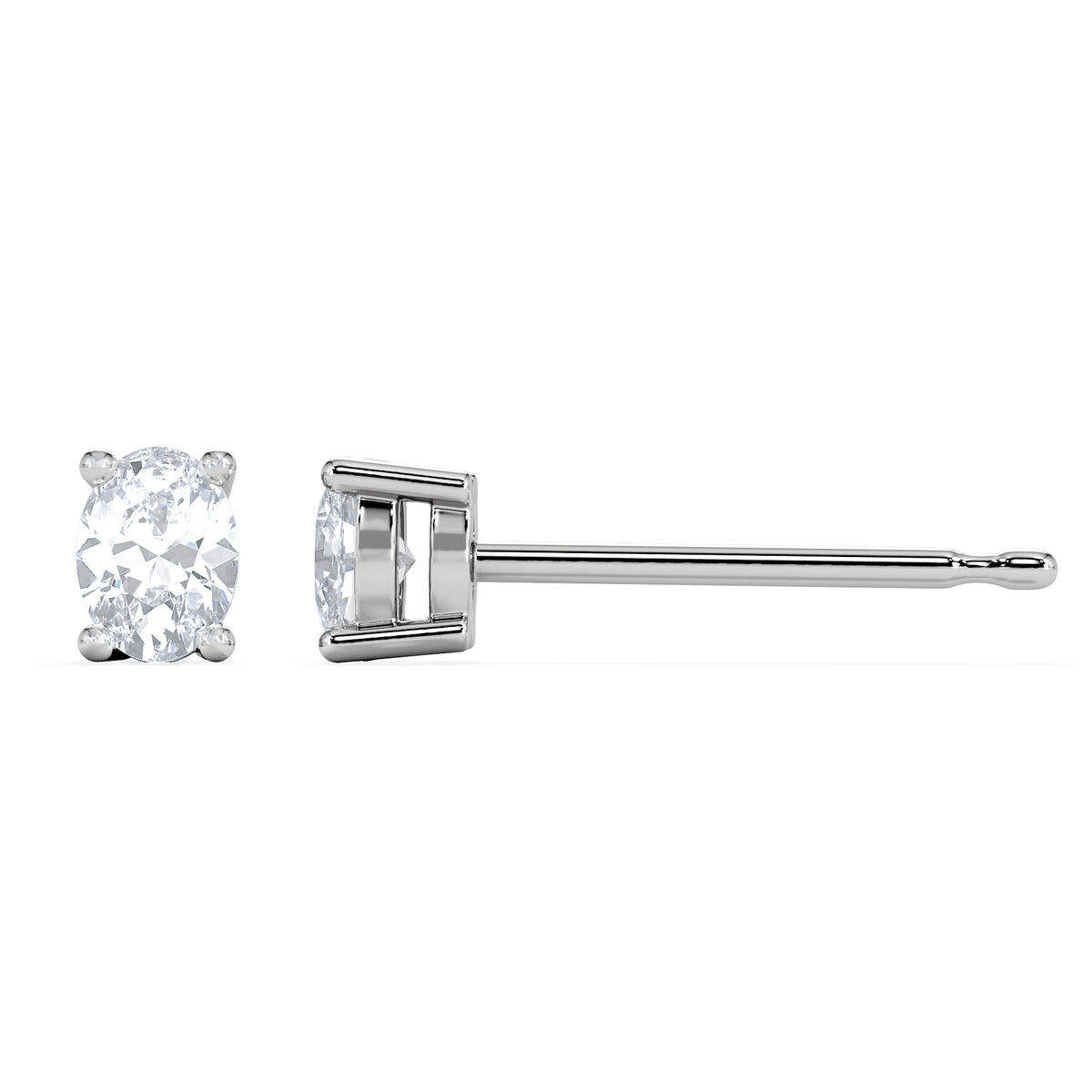 Naomi Oval Cut Lab Diamond Stud Earrings 0.50ct H/SI in 9K White Gold