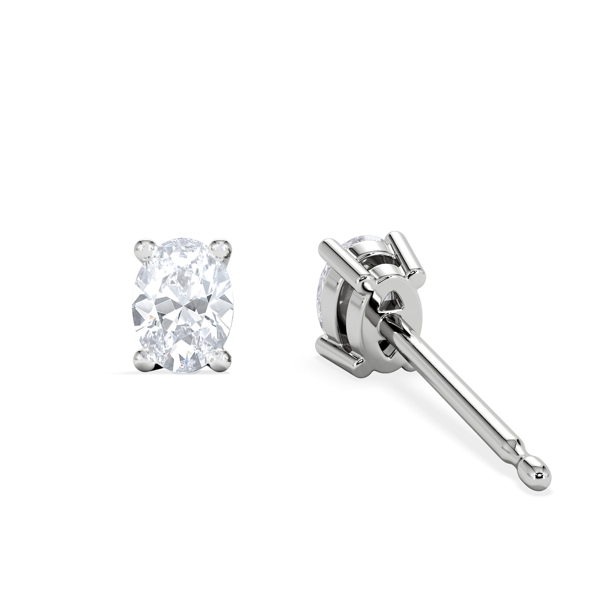 Naomi Oval Cut Lab Diamond Stud Earrings 0.50ct H/SI in 9K White Gold