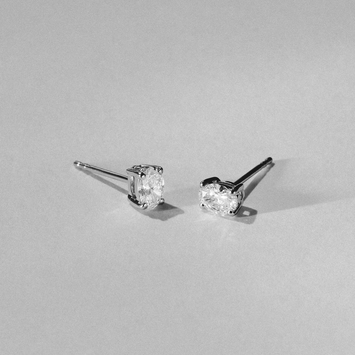 Naomi Oval Cut Lab Diamond Stud Earrings 0.50ct H/SI in 9K White Gold
