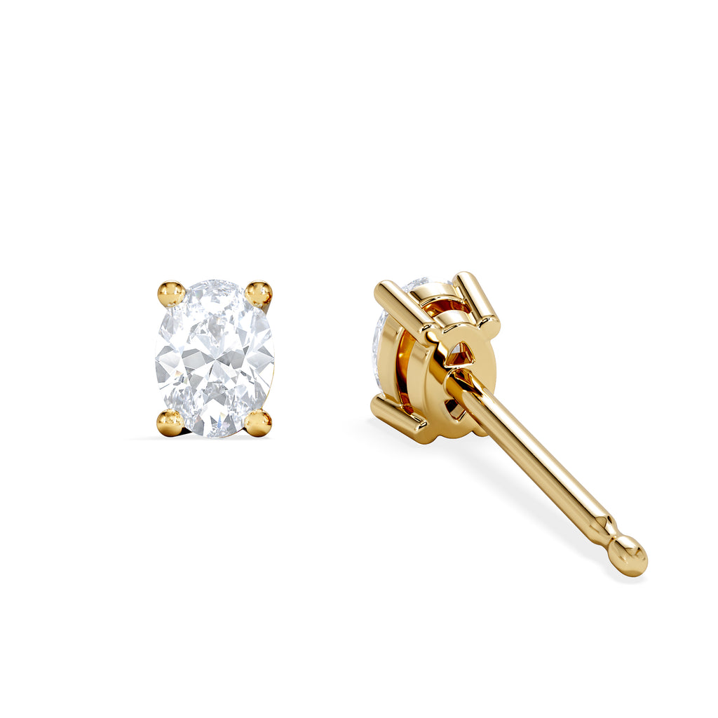 Naomi Oval Cut Lab Diamond Stud Earrings 0.50ct H/SI in 9K Gold