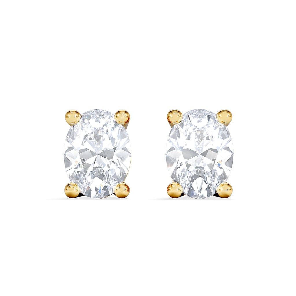 Naomi Oval Cut Lab Diamond Stud Earrings 0.50ct H/SI in 9K Gold