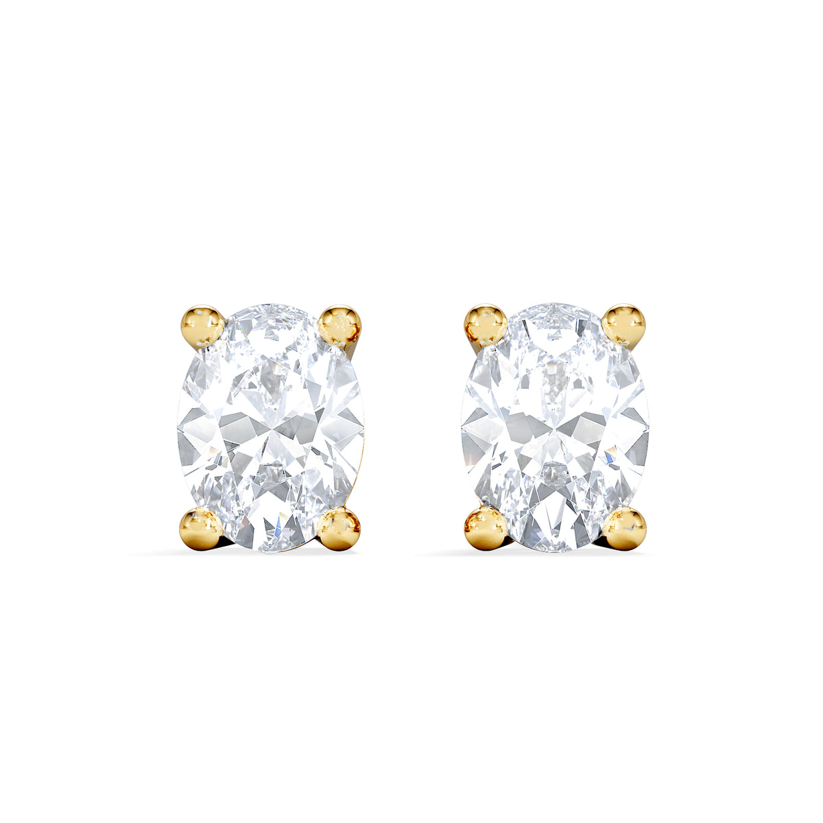 Naomi Oval Cut Lab Diamond Stud Earrings 0.50ct H/SI in 9K Gold