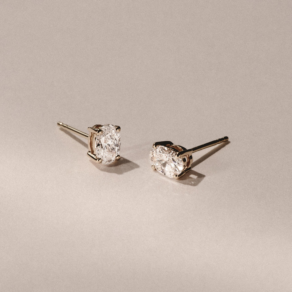 Naomi Oval Cut Lab Diamond Stud Earrings 1.00ct H/SI in 9K Gold