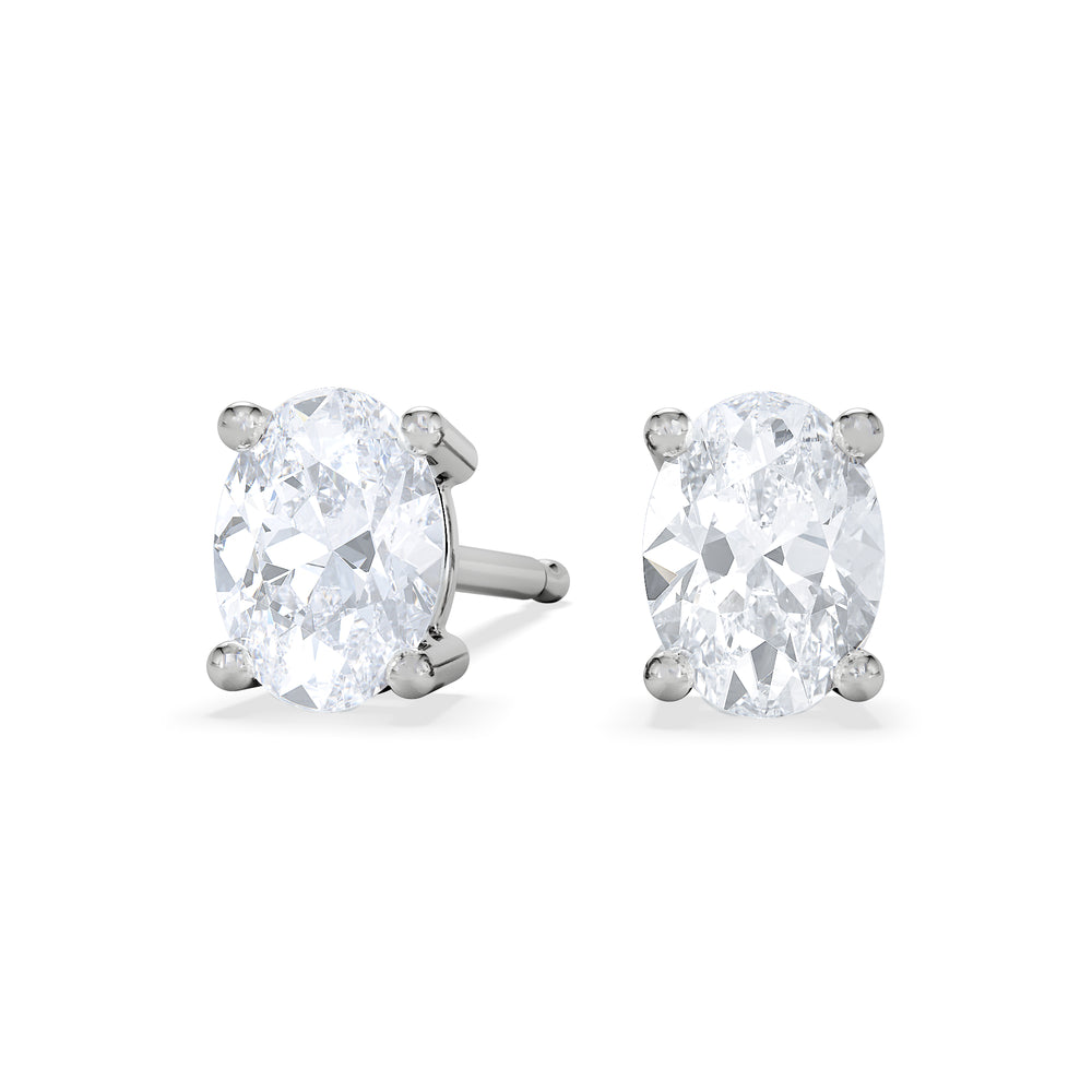 Naomi Oval Cut Lab Diamond Stud Earrings 1.00ct H/SI in 9K White Gold