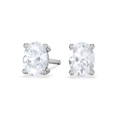 Naomi Oval Cut Lab Diamond Stud Earrings 1.00ct H/SI in 9K White Gold