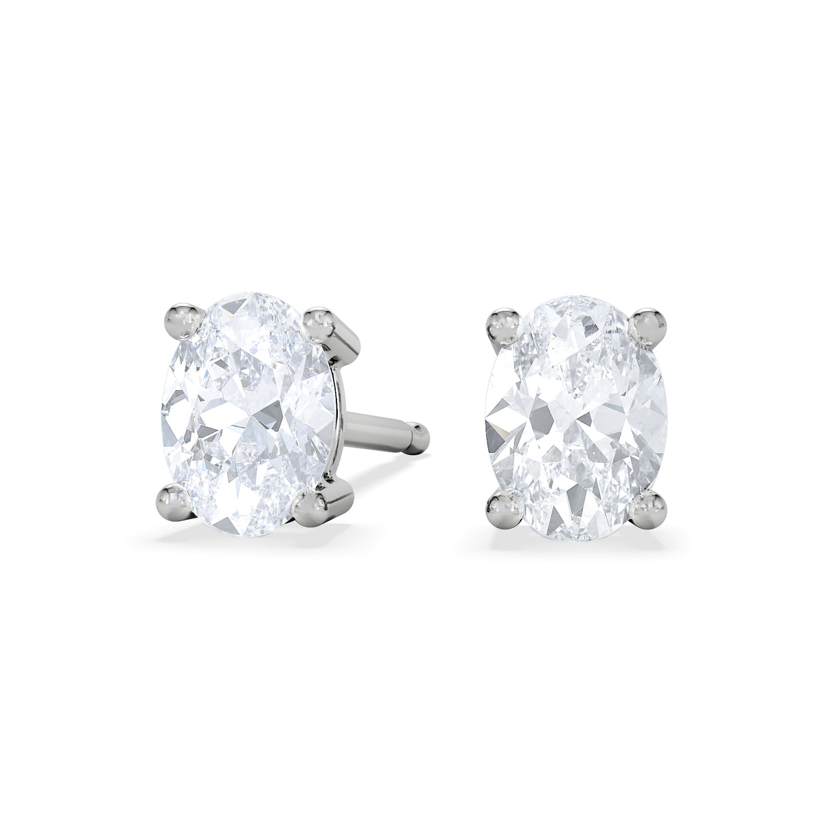 Naomi Oval Cut Lab Diamond Stud Earrings 1.00ct H/SI in 9K White Gold