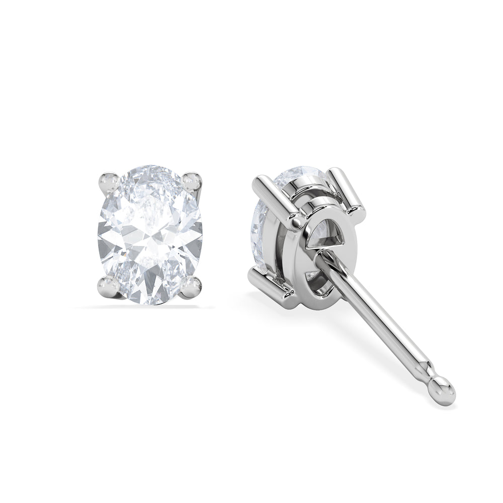 Naomi Oval Cut Lab Diamond Stud Earrings 1.00ct H/SI in 9K White Gold