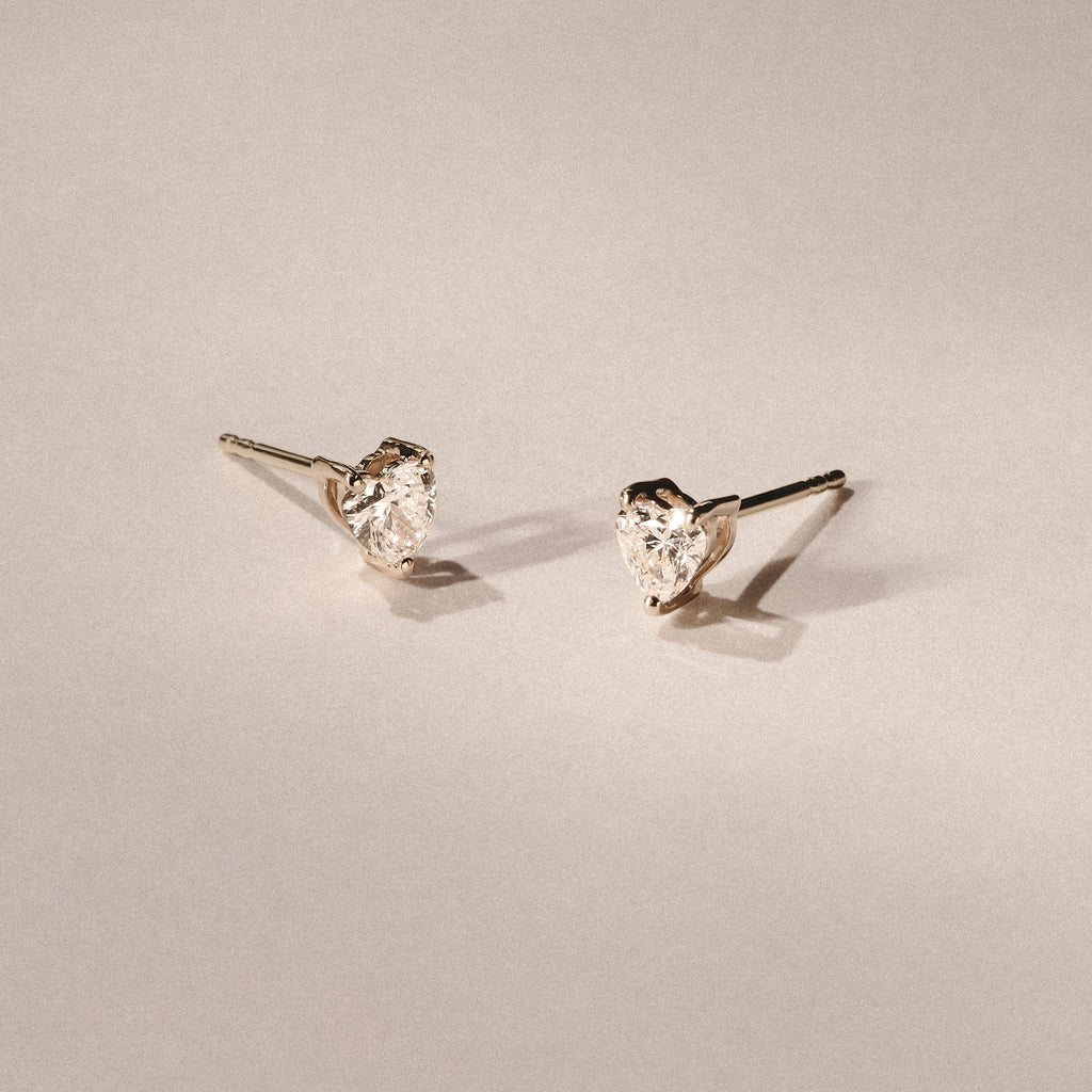 Naomi Heart Cut Lab Diamond Stud Earrings 0.50ct H/SI in 9K Gold