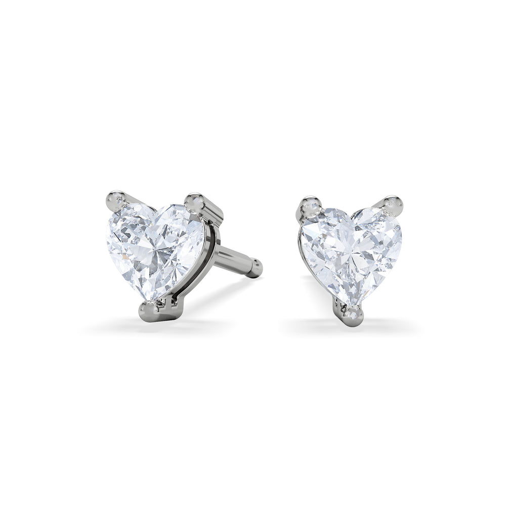 Naomi Heart Cut Lab Diamond Stud Earrings 0.50ct H/SI in 9K White Gold