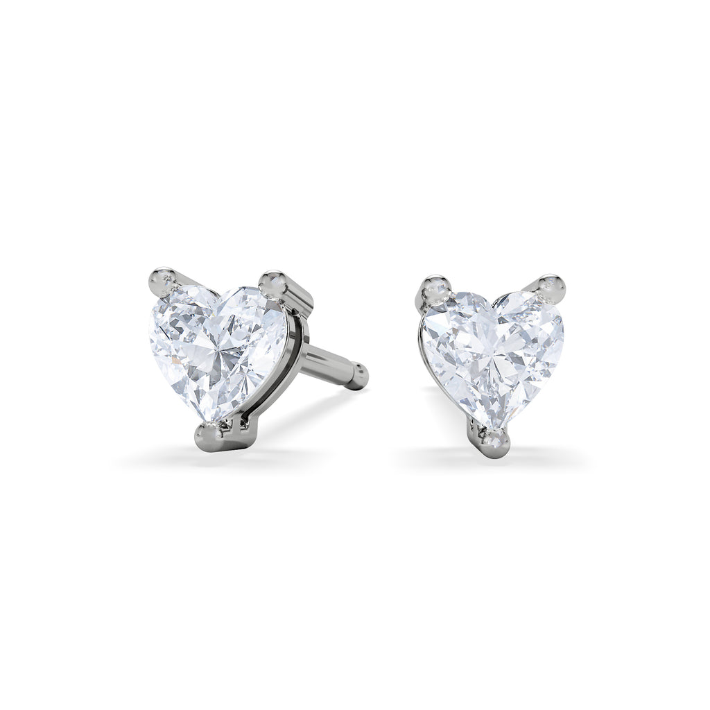 Naomi Heart Cut Lab Diamond Stud Earrings 0.50ct H/SI in 9K White Gold