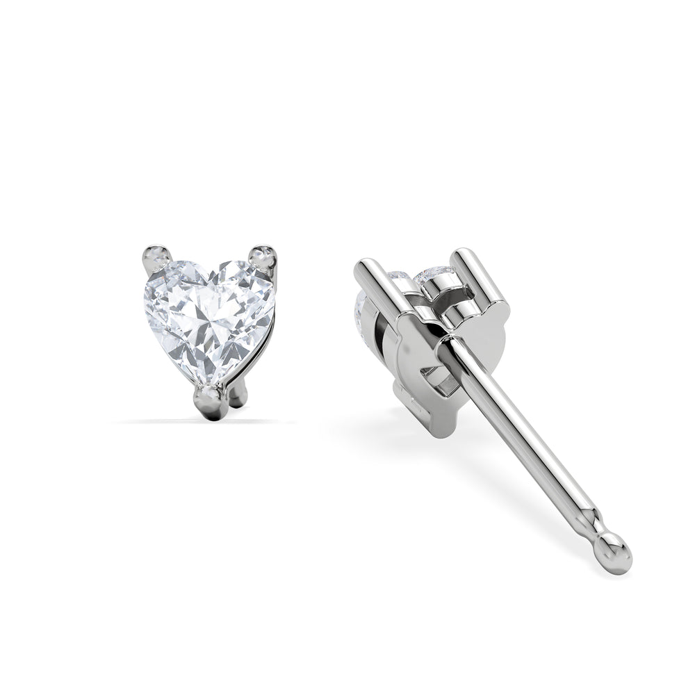 Naomi Heart Cut Lab Diamond Stud Earrings 0.50ct H/SI in 9K White Gold