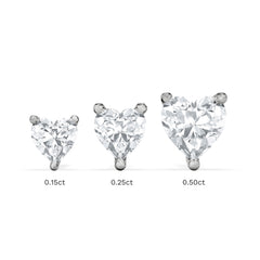 Naomi Heart Cut Lab Diamond Stud Earrings 0.50ct H/SI in 9K White Gold