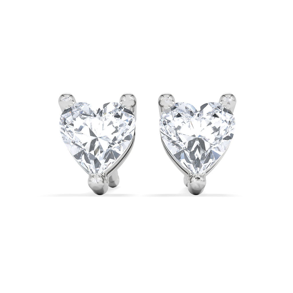 Naomi Heart Cut Lab Diamond Stud Earrings 0.50ct H/SI in 9K White Gold
