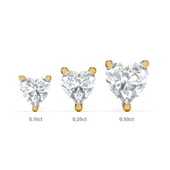 Naomi Heart Cut Lab Diamond Stud Earrings 0.50ct H/SI in 9K Gold