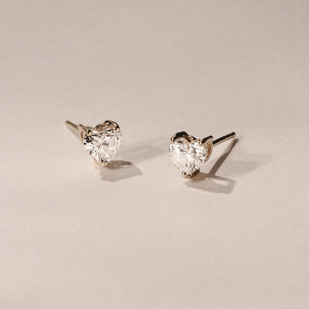 Naomi Heart Cut Lab Diamond Stud Earrings 1.00ct H/SI in 9K Gold