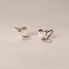Naomi Heart Cut Lab Diamond Stud Earrings 1.00ct H/SI in 9K Gold