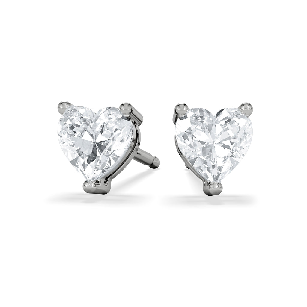 Naomi Heart Cut Lab Diamond Stud Earrings 1.00ct H/SI in 9K White Gold