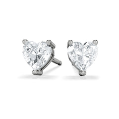 Naomi Heart Cut Lab Diamond Stud Earrings 1.00ct H/SI in 9K White Gold