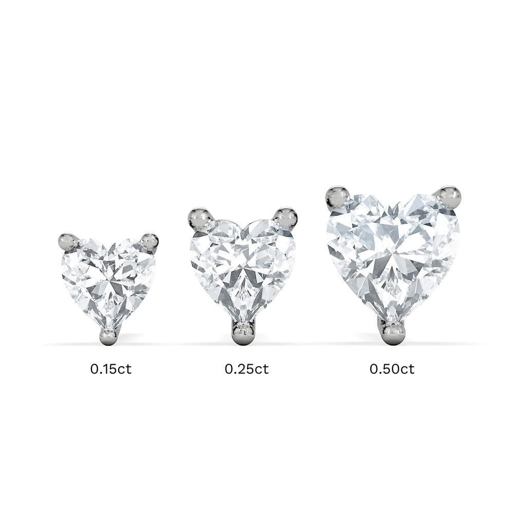 Naomi Heart Cut Lab Diamond Stud Earrings 1.00ct H/SI in 9K White Gold