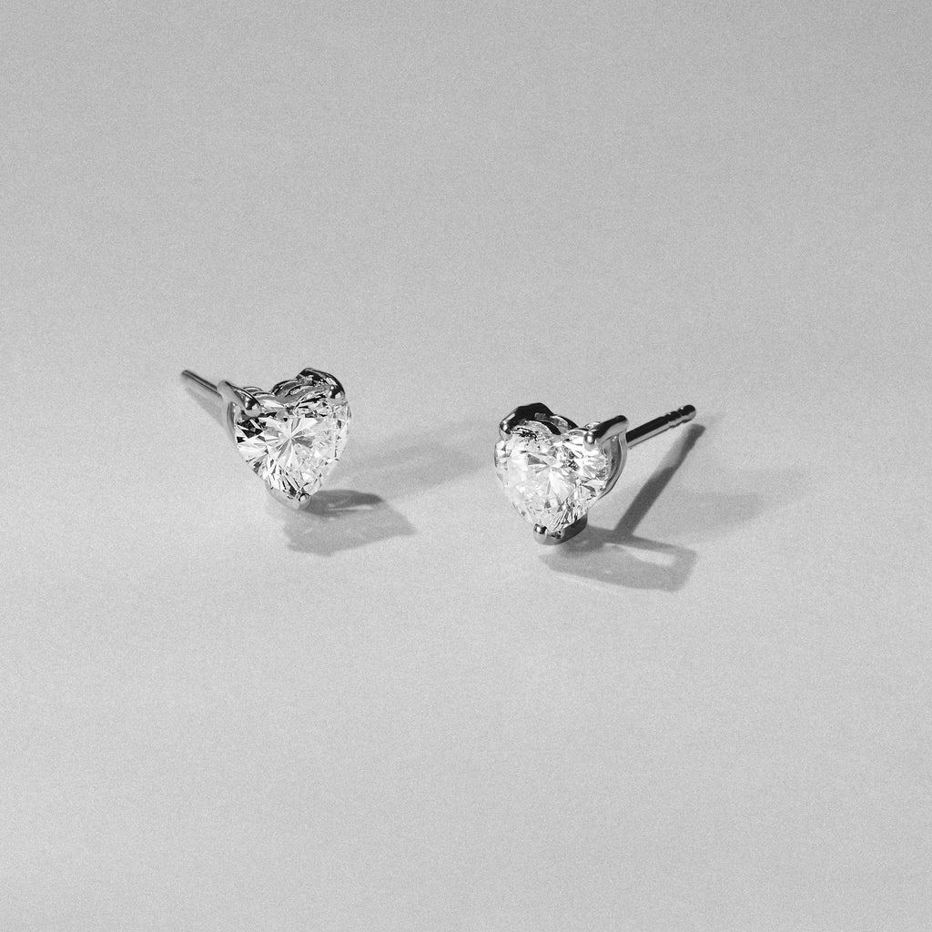 Naomi Heart Cut Lab Diamond Stud Earrings 1.00ct H/SI in 9K White Gold
