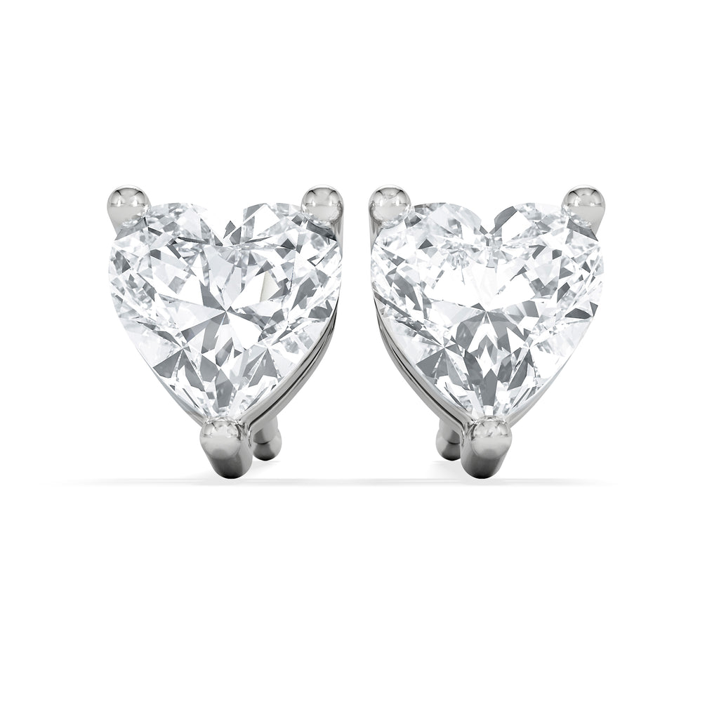 Naomi Heart Cut Lab Diamond Stud Earrings 1.00ct H/SI in 9K White Gold