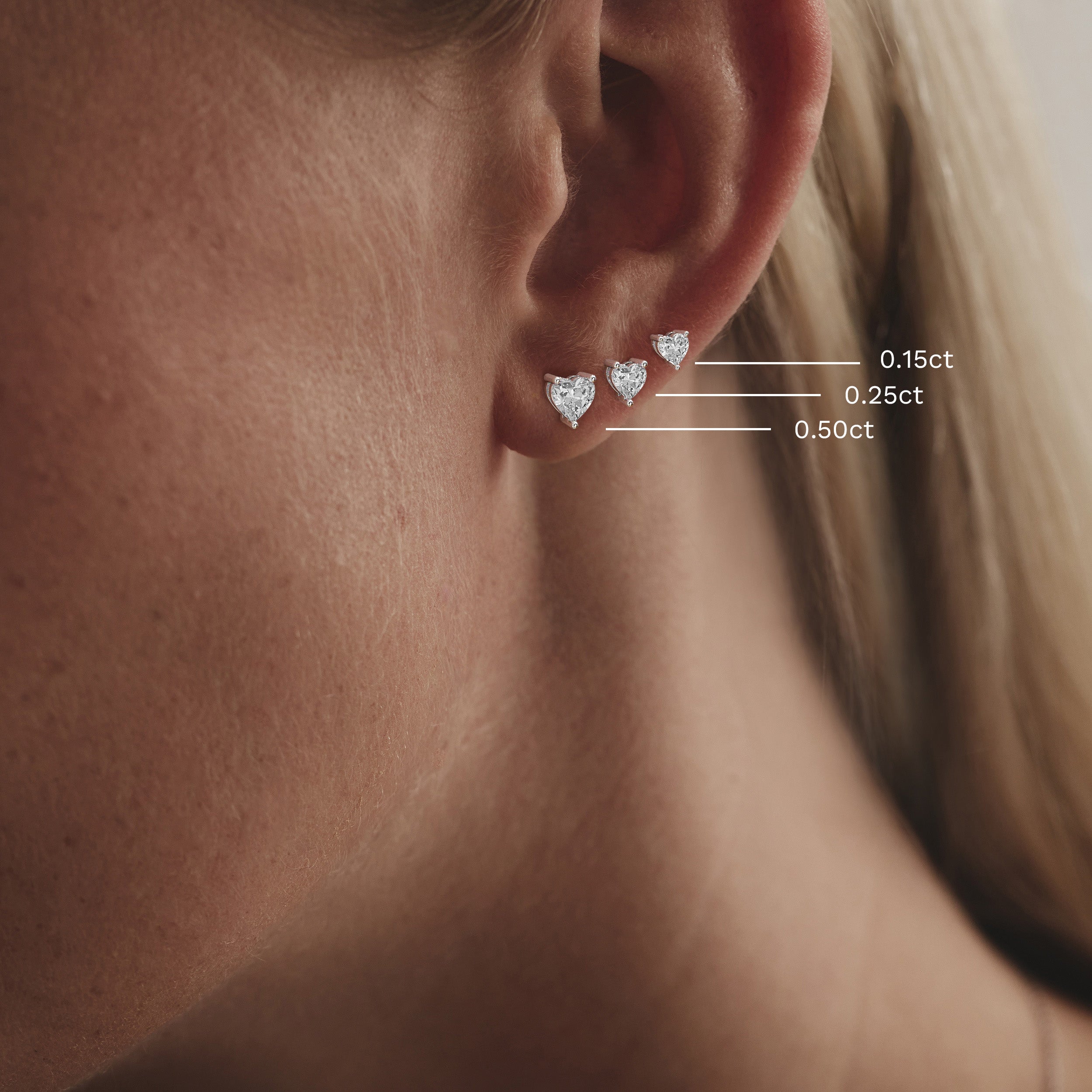 Naomi Heart Cut Lab Diamond Stud Earrings 0.30ct H/SI in 925 Silver