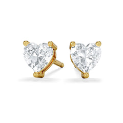 Naomi Heart Cut Lab Diamond Stud Earrings 1.00ct H/SI in 9K Gold