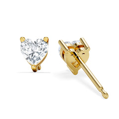 Naomi Heart Cut Lab Diamond Stud Earrings 1.00ct H/SI in 9K Gold
