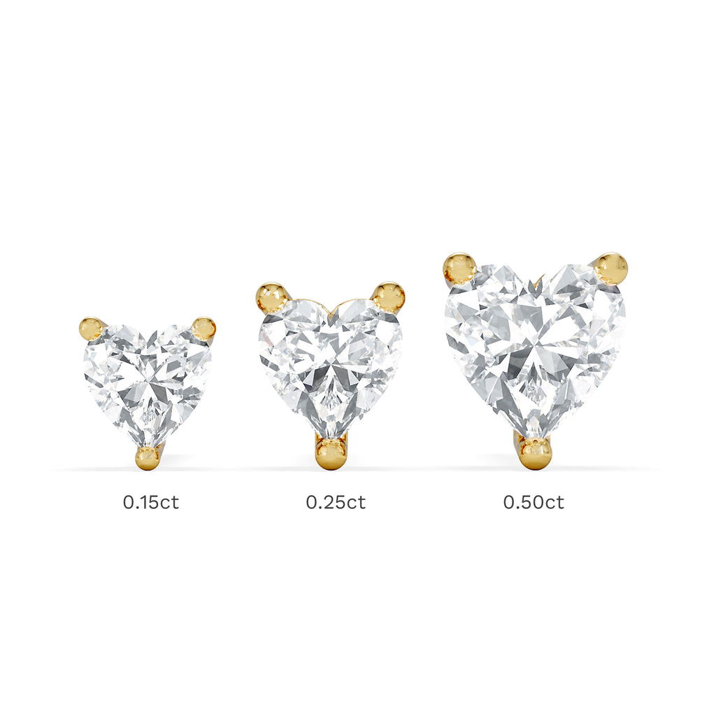 Naomi Heart Cut Lab Diamond Stud Earrings 1.00ct H/SI in 9K Gold