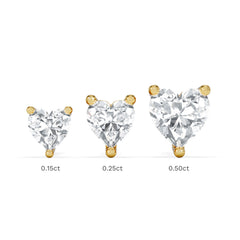 Naomi Heart Cut Lab Diamond Stud Earrings 1.00ct H/SI in 9K Gold