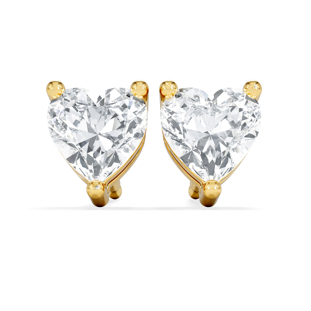 Naomi Heart Cut Lab Diamond Stud Earrings 1.00ct H/SI in 9K Gold