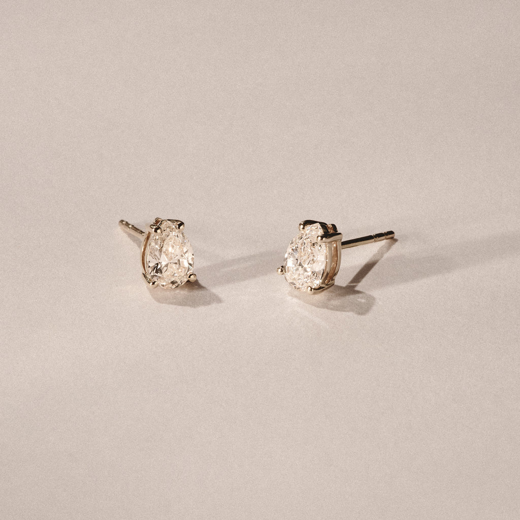 Naomi Pear Cut Lab Diamond Stud Earrings 0.50ct H/SI in 9K Gold
