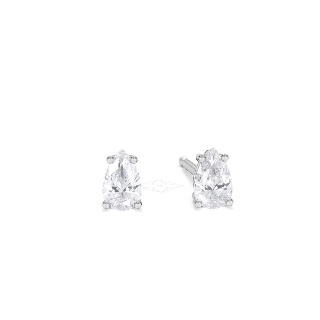 Naomi Pear Cut Lab Diamond Stud Earrings 0.50ct H/SI in 9K White Gold