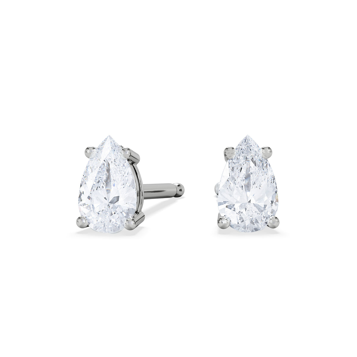 Naomi Pear Cut Lab Diamond Stud Earrings 0.50ct H/SI in 9K White Gold