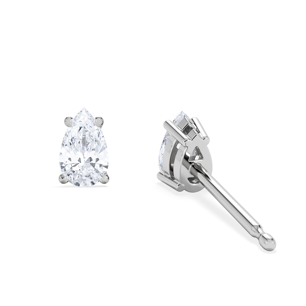 Naomi Pear Cut Lab Diamond Stud Earrings 0.50ct H/SI in 9K White Gold