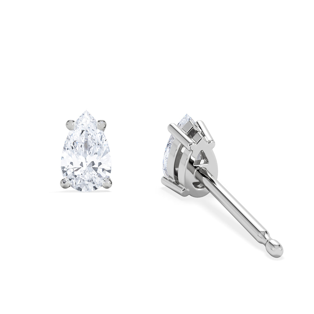 Naomi Pear Cut Lab Diamond Stud Earrings 0.50ct H/SI in 9K White Gold