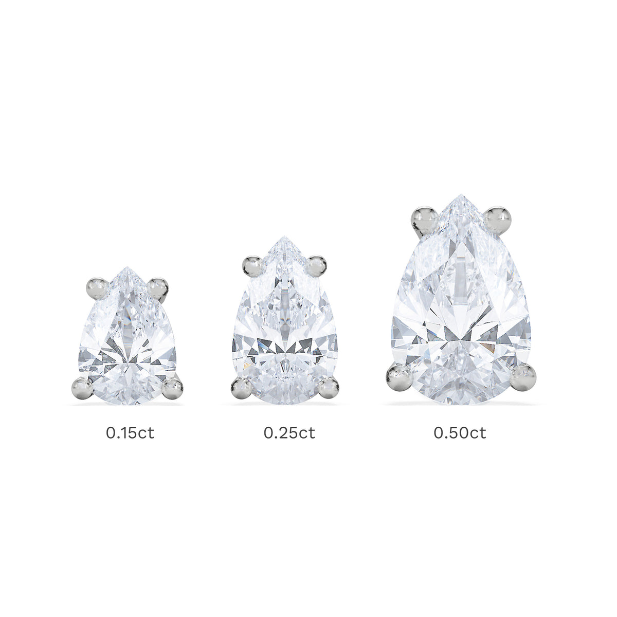 Naomi Pear Cut Lab Diamond Stud Earrings 0.50ct H/SI in 9K White Gold