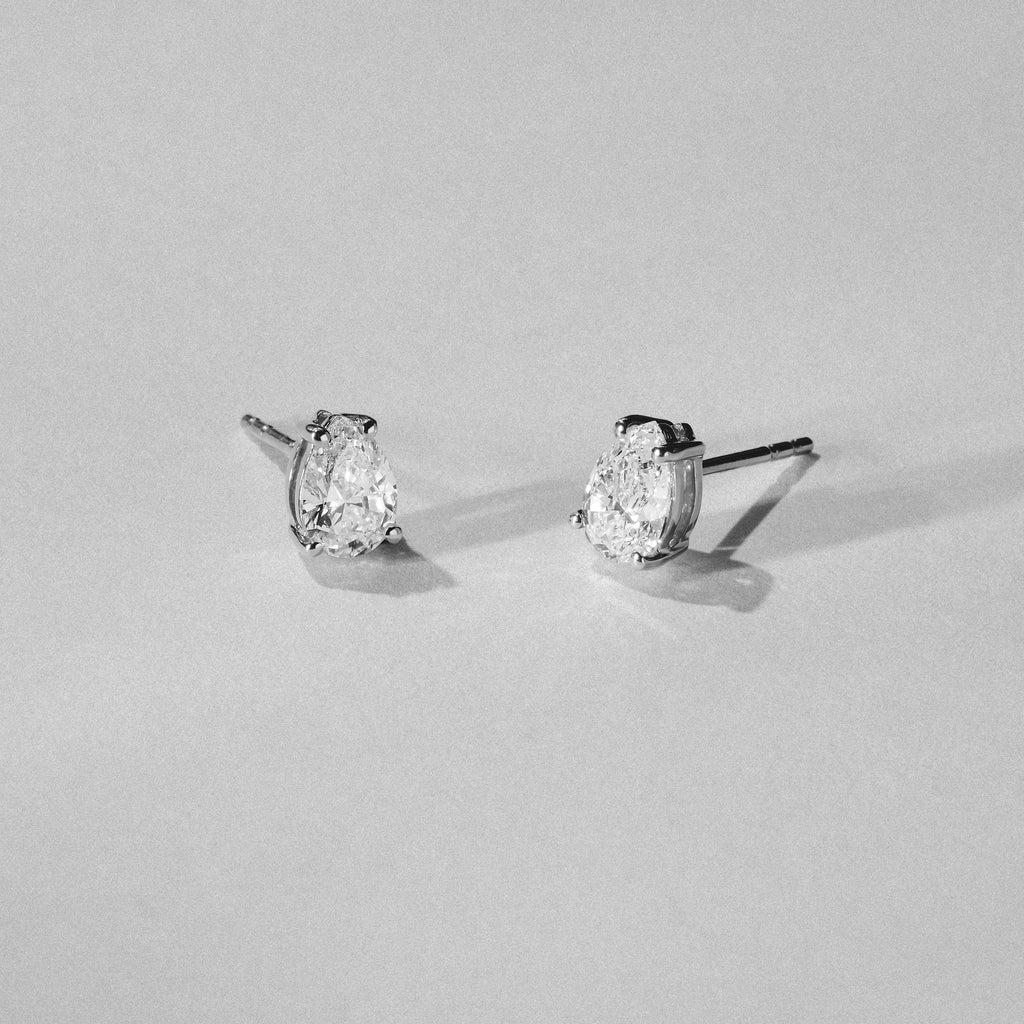 Naomi Pear Cut Lab Diamond Stud Earrings 0.50ct H/SI in 9K White Gold