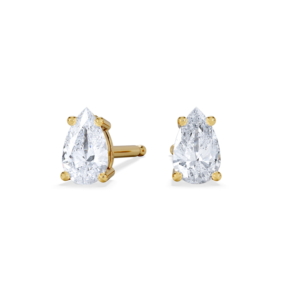 Naomi Pear Cut Lab Diamond Stud Earrings 0.50ct H/SI in 9K Gold